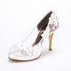 2019 spring new bride sandals wedding high heels fish mouth flower pearl rhinestone lace single shoes large size female