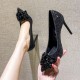 2020fall new pointed stiletto heels sexy shallow mouth crystal wedding shoes rhinestone large size small size single shoes women