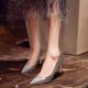 Crystal wedding shoes 2020 autumn new pointed toe mid-heel stilettos shallow mouth large size small size bridesmaid shoes women