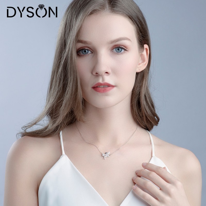 Dyson 925 Sterling Silver Necklaces Angel Girls Wing Crystal Zirconia Sweet Lovely Necklaces For Women Friends Fashion Jewelry