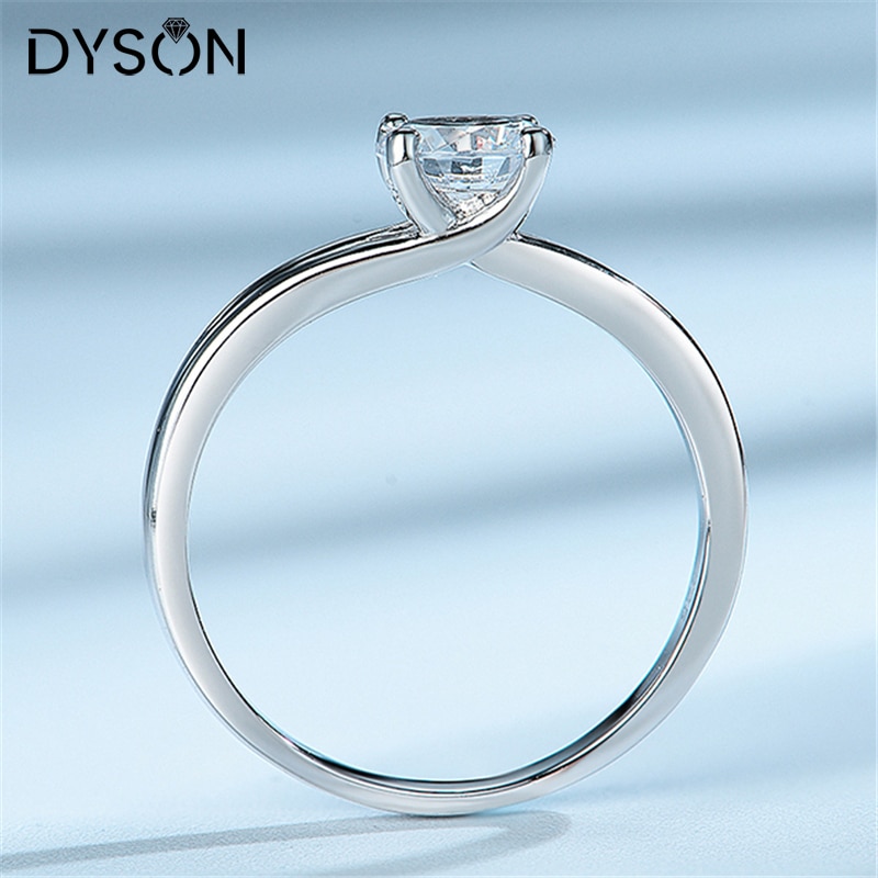 Dyson 925 Sterling Silver Ring Engagement Round Cystal Zirconia Solitaire Rings For Women Lover Gift Wedding Anniversary Jewelry